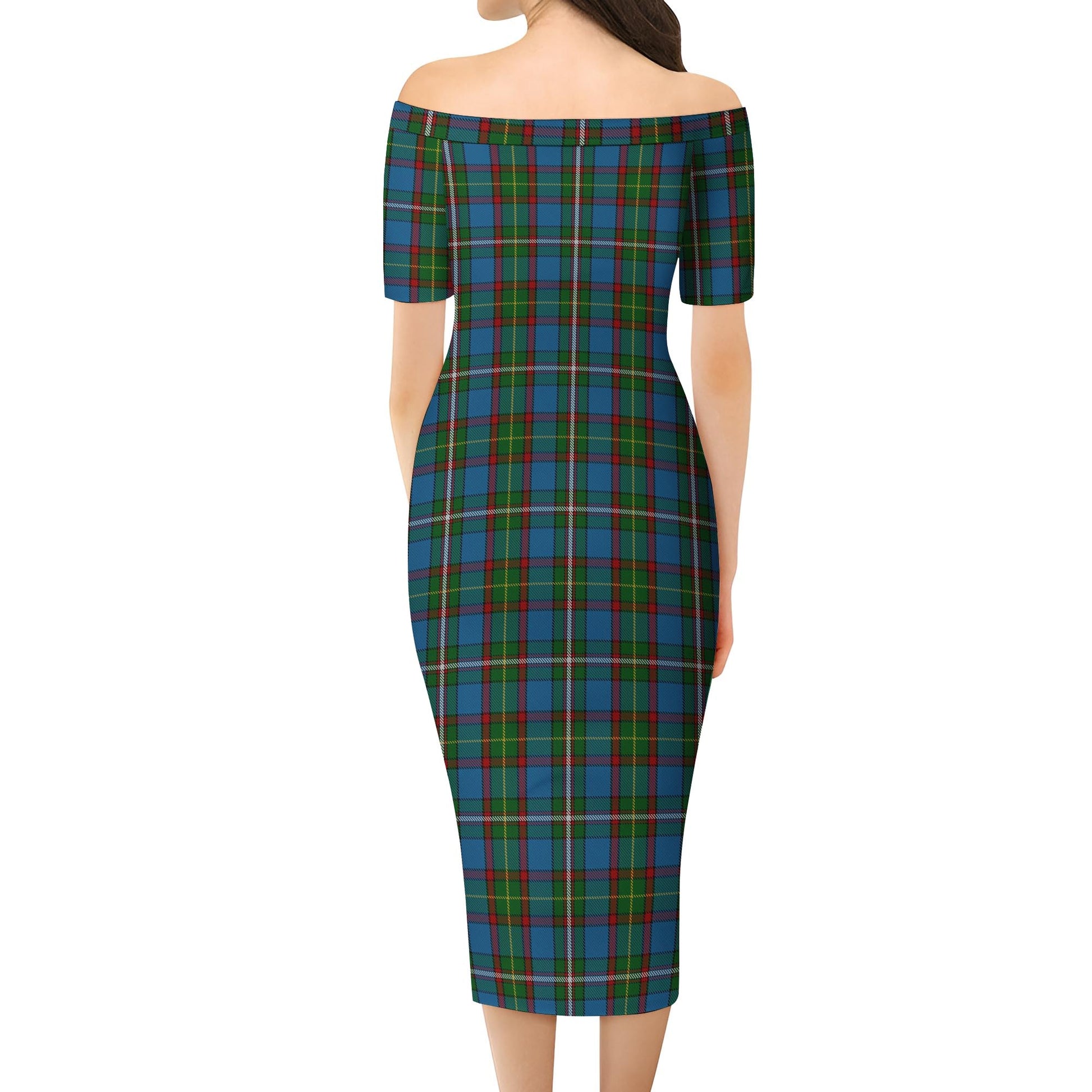 Tait Tartan Off Shoulder Lady Dress - Tartanvibesclothing