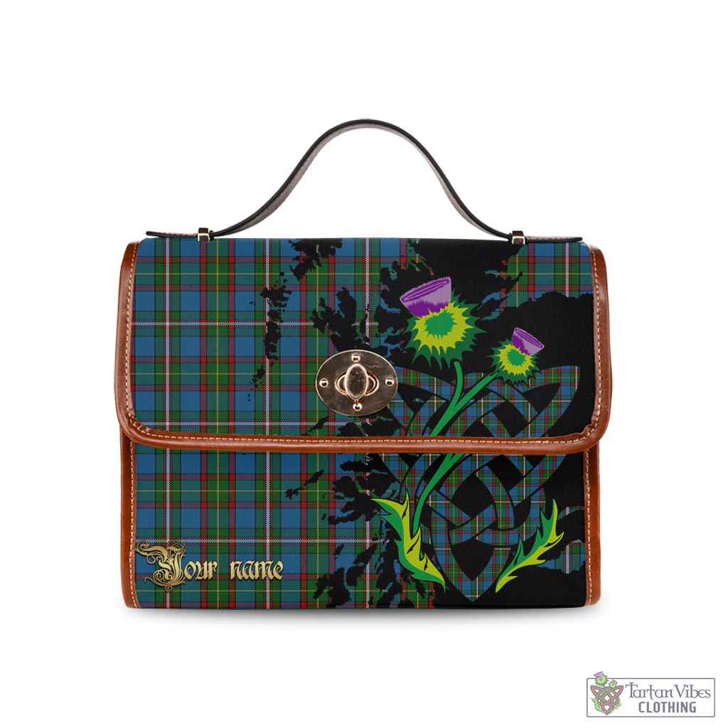 Tartan Vibes Clothing Tait Tartan Waterproof Canvas Bag with Scotland Map and Thistle Celtic Accents