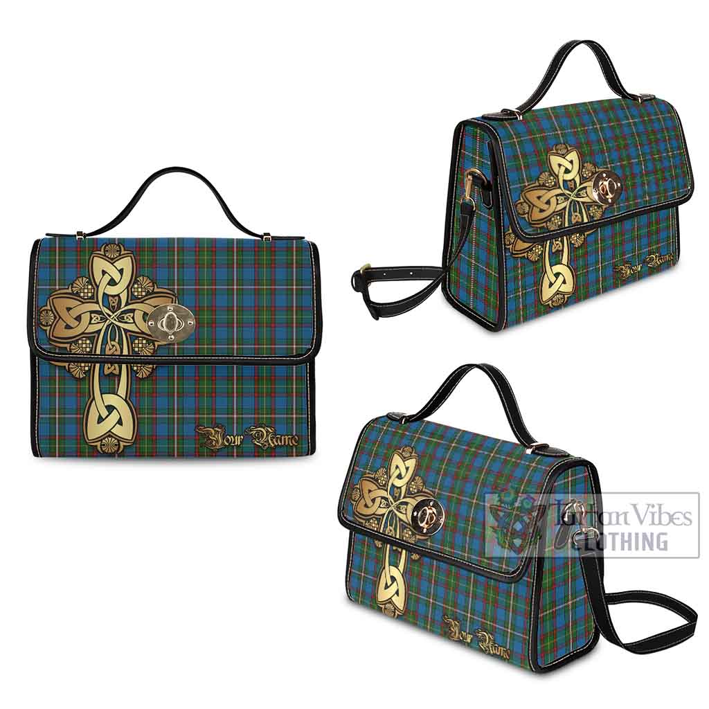 Tartan Vibes Clothing Tait Tartan Waterproof Canvas Bag Golden Thistle Celtic Cross Style