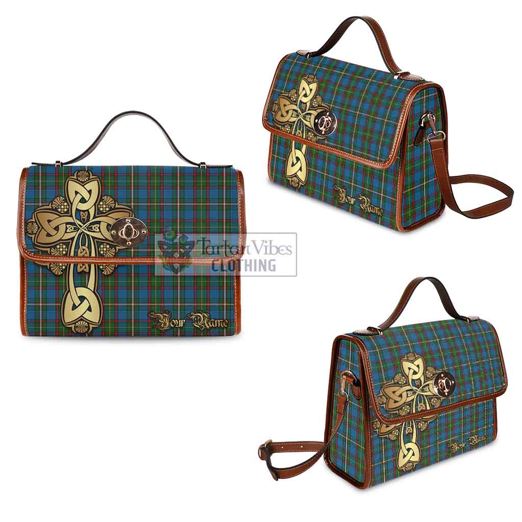 Tartan Vibes Clothing Tait Tartan Waterproof Canvas Bag Golden Thistle Celtic Cross Style