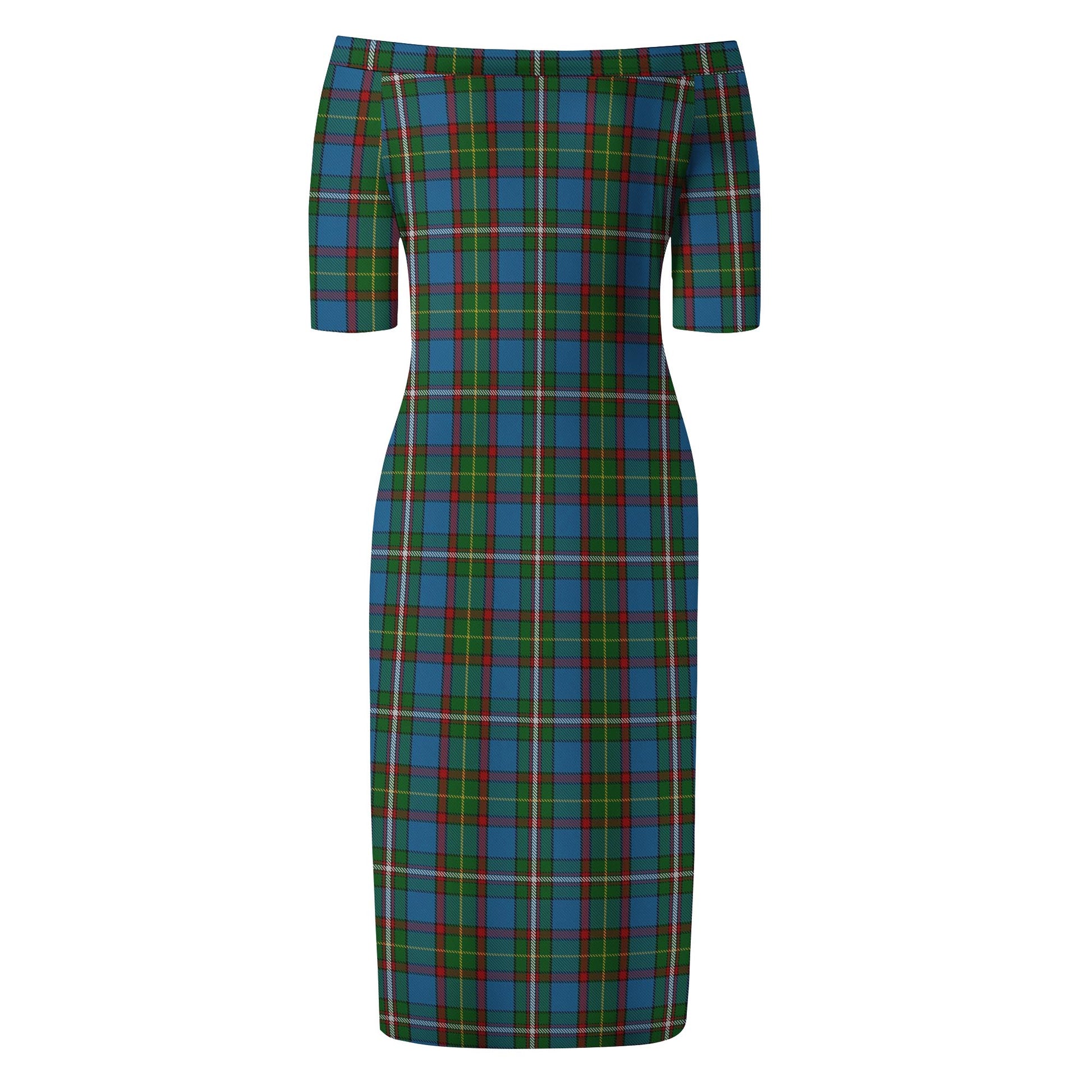 Tait Tartan Off Shoulder Lady Dress - Tartanvibesclothing