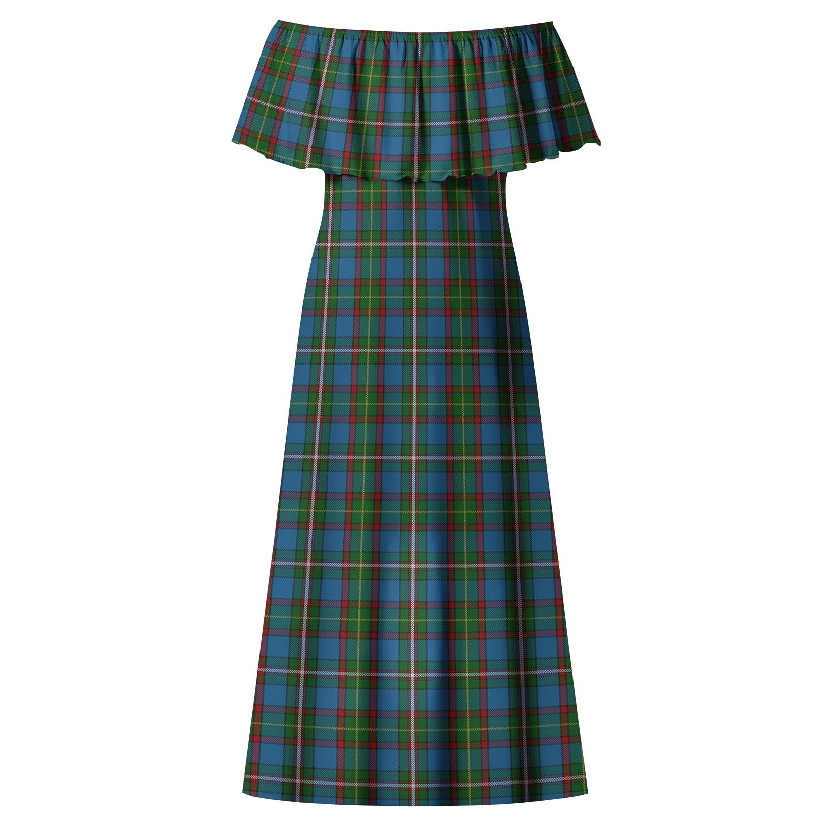 Tait Tartan Off Shoulder Long Dress - Tartanvibesclothing