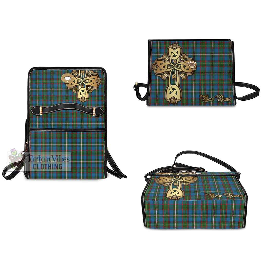 Tartan Vibes Clothing Tait Tartan Waterproof Canvas Bag Golden Thistle Celtic Cross Style