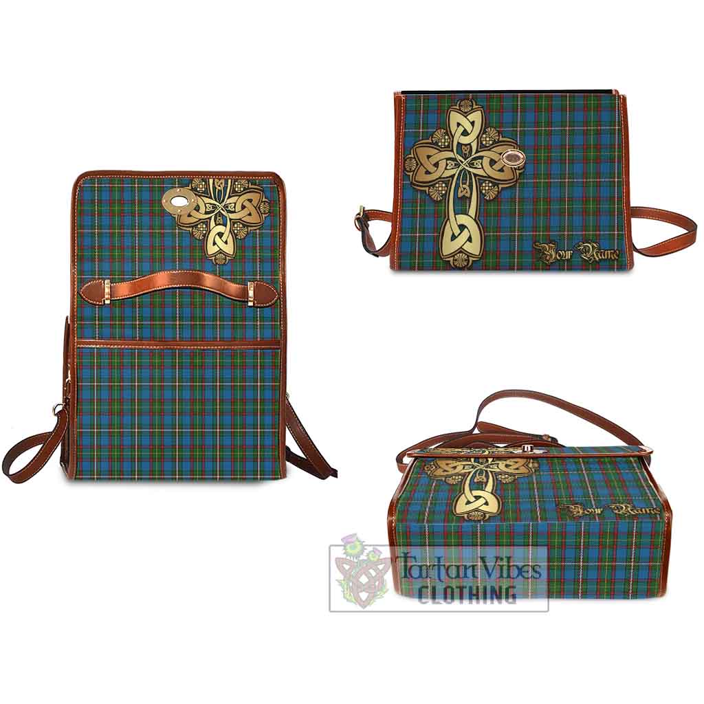 Tartan Vibes Clothing Tait Tartan Waterproof Canvas Bag Golden Thistle Celtic Cross Style