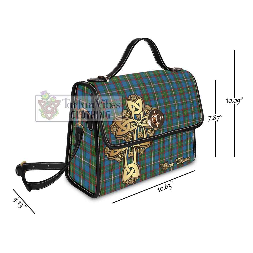 Tartan Vibes Clothing Tait Tartan Waterproof Canvas Bag Golden Thistle Celtic Cross Style