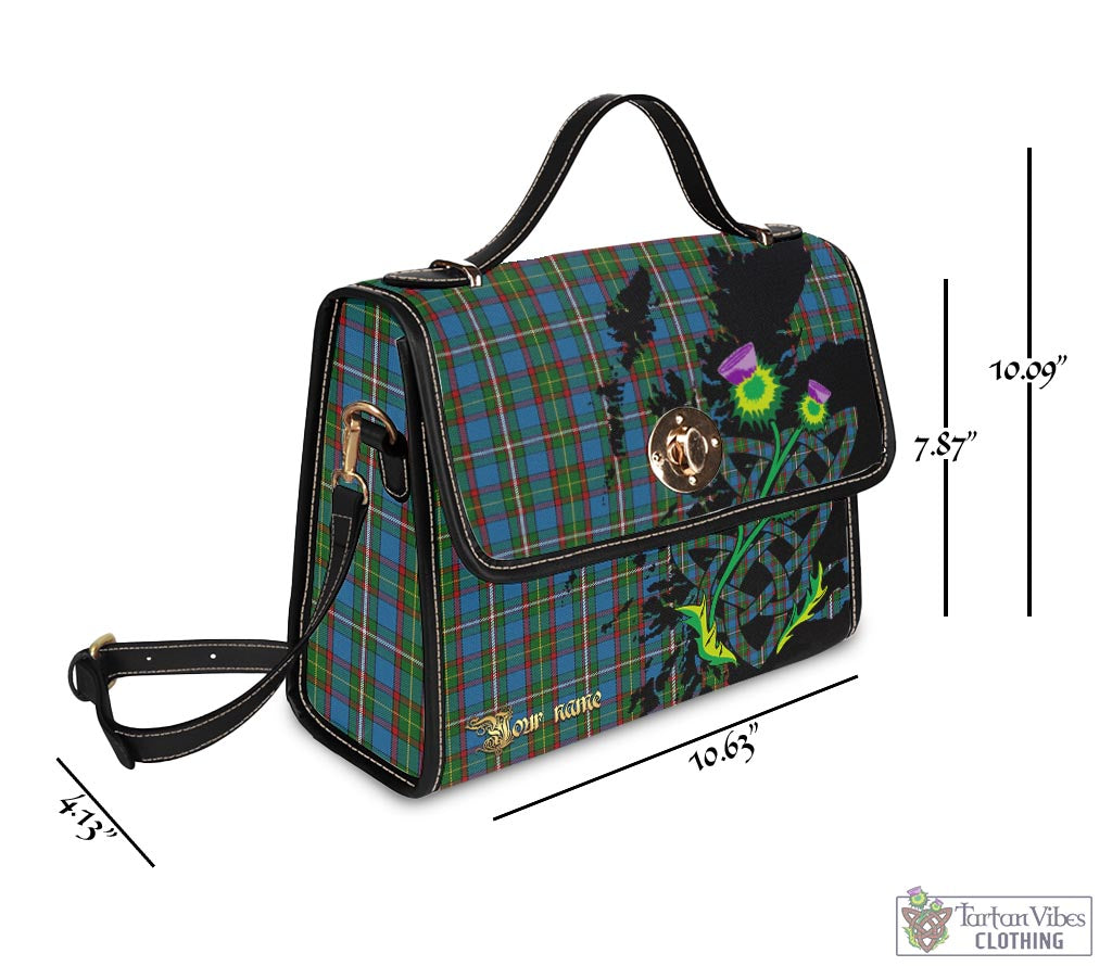 Tartan Vibes Clothing Tait Tartan Waterproof Canvas Bag with Scotland Map and Thistle Celtic Accents