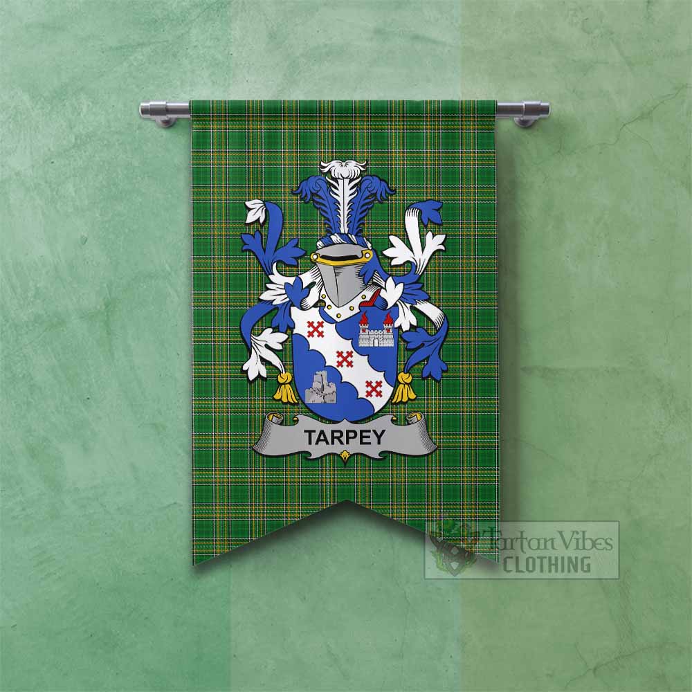 Tarpey Irish Clan Tartan Gonfalon, Tartan Banner with Coat of Arms Fishtail - Tartan Vibes Clothing