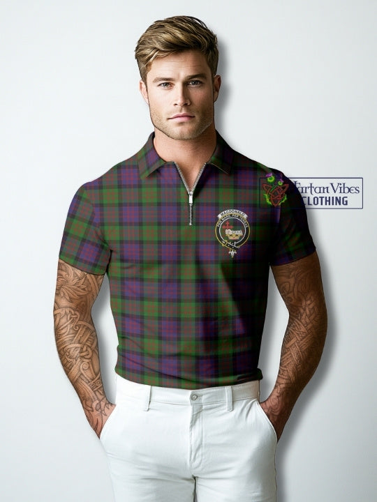 MacDonald (McDonald) Tartan Zipper Polo Shirt with Family Crest