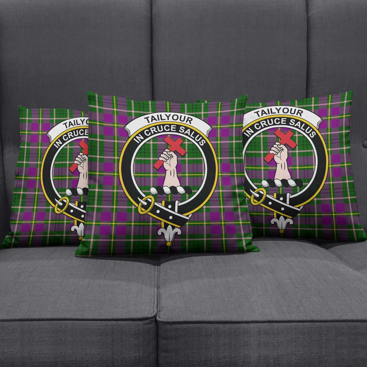 Taylor Tartan Pillow Cover with Family Crest Square Pillow Cover - Tartanvibesclothing