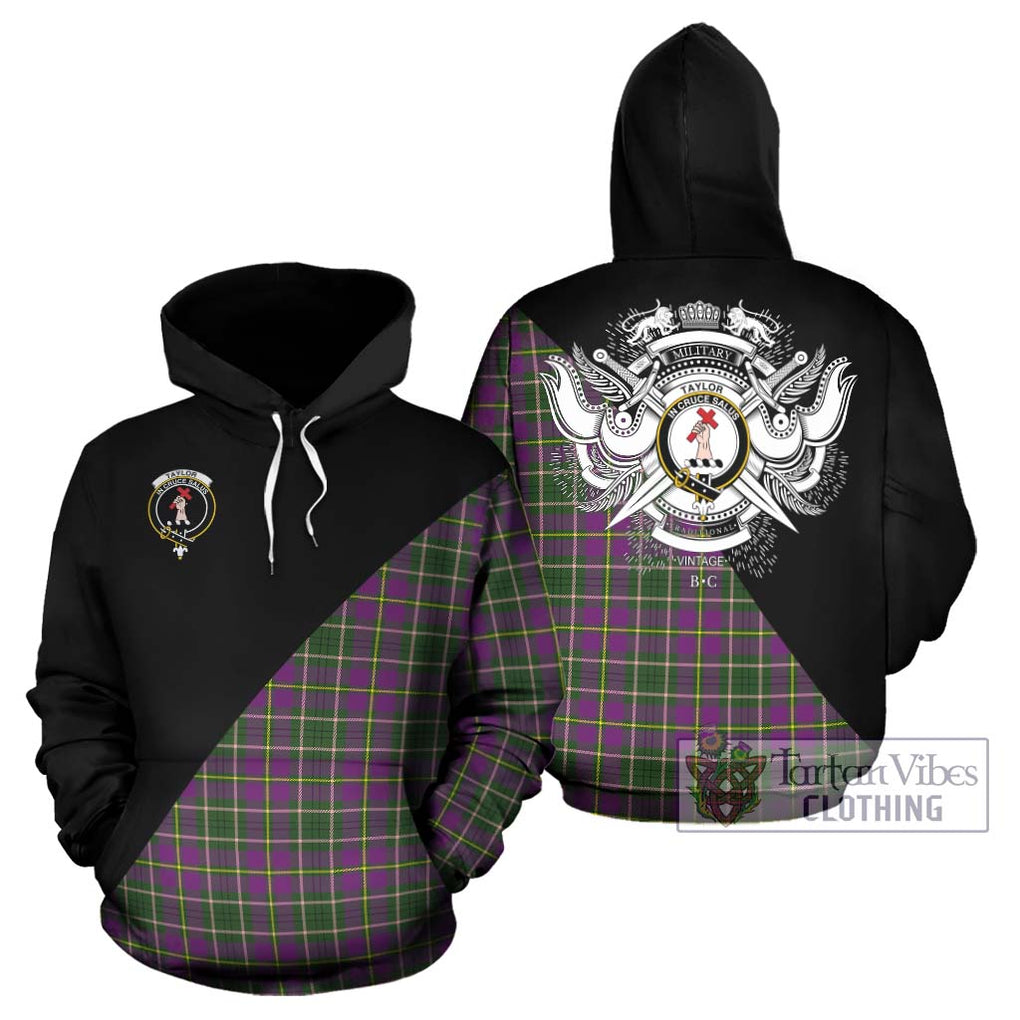 Taylor (Tailylour) Tartan Hoodie with Family Crest and Military Logo Style Zip Hoodie - Tartanvibesclothing Shop