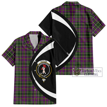 Taylor (Tailylour) Tartan Short Sleeve Button Up with Family Crest Circle Style