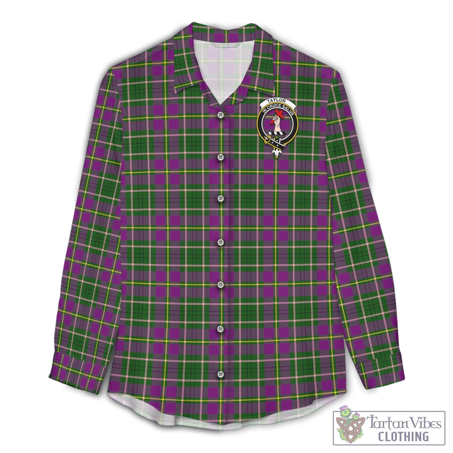 Tartan Vibes Clothing Taylor Tartan Womens Casual Shirt with Family Crest