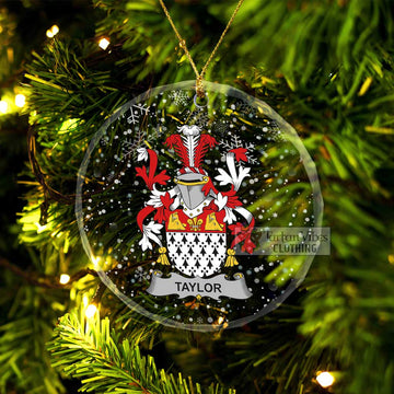 Taylor Irish Clan Christmas Glass Ornament with Coat of Arms