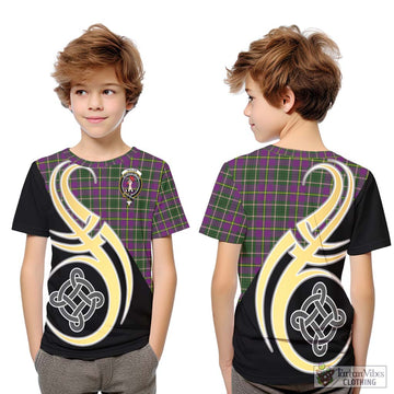 Taylor (Tailylour) Tartan Kid T-Shirt with Family Crest and Celtic Symbol Style