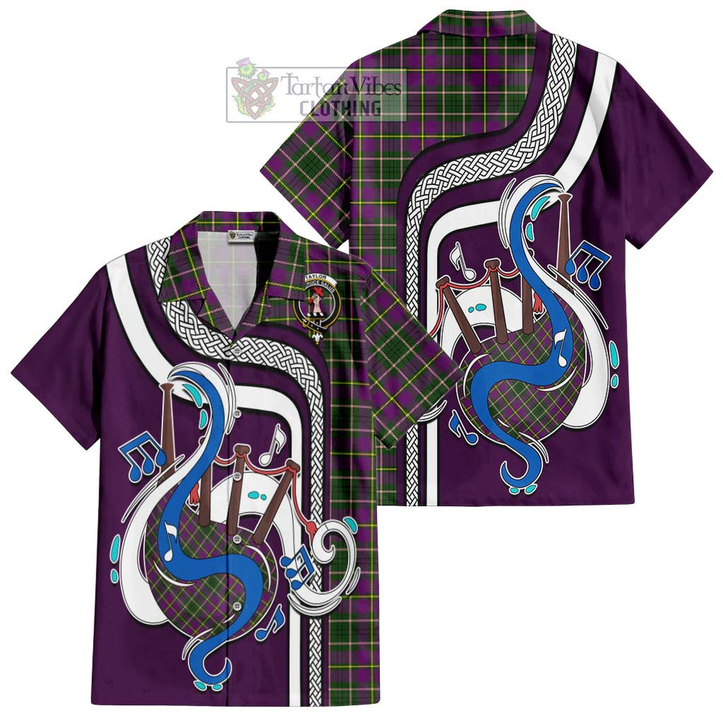 Taylor (Tailylour) Tartan Short Sleeve Button Shirt with Epic Bagpipe Style Kid - Tartanvibesclothing Shop