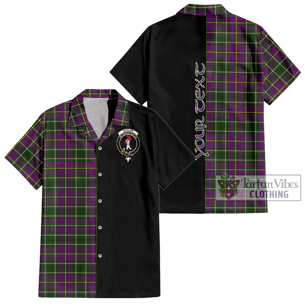 Taylor (Tailylour) Tartan Short Sleeve Button Shirt with Family Crest and Half Of Me Style Kid - Tartanvibesclothing Shop