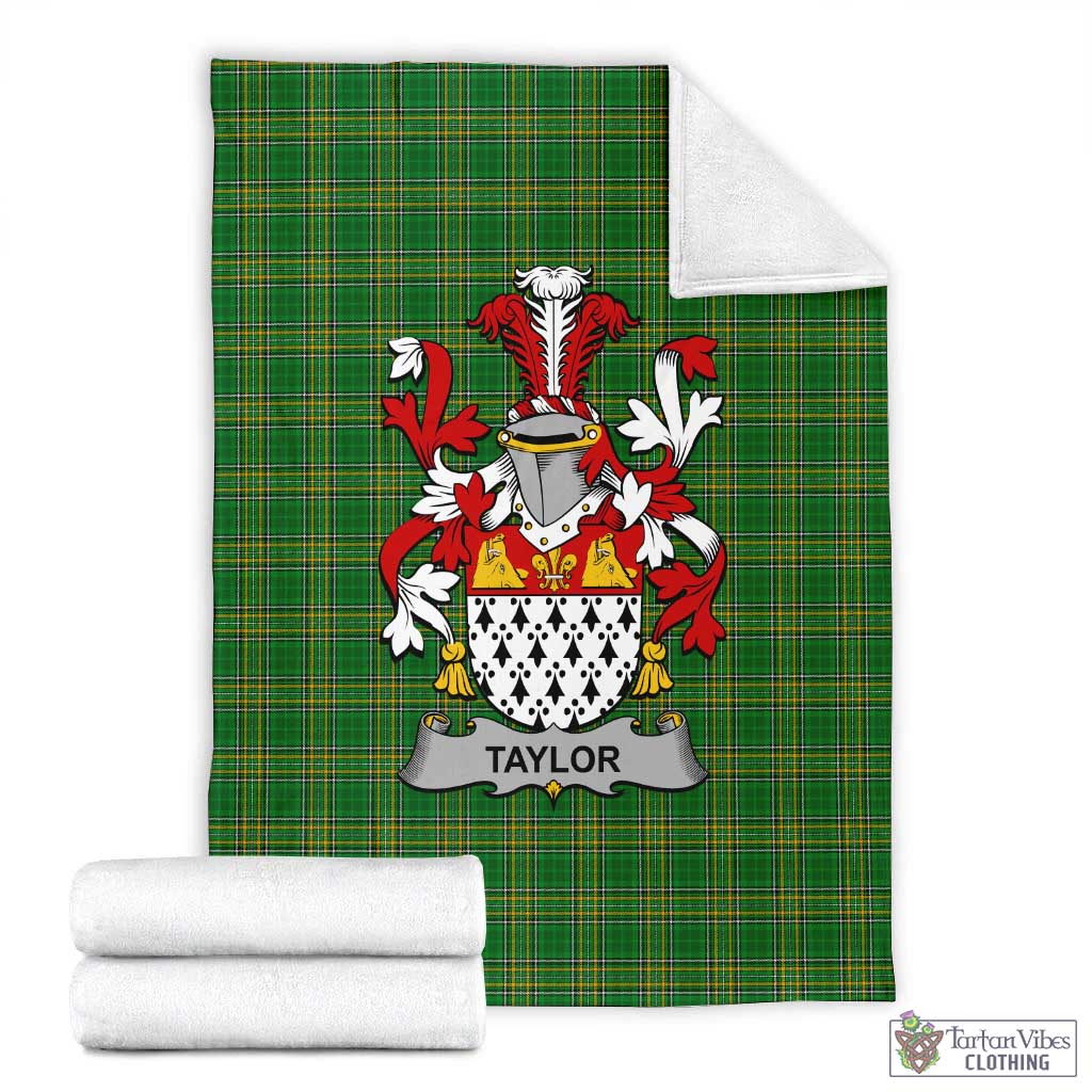 Tartan Vibes Clothing Taylor Irish Clan Tartan Blanket with Coat of Arms