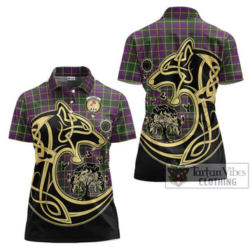 Taylor (Tailylour) Tartan Women's Polo Shirt with Family Crest Celtic Wolf Style