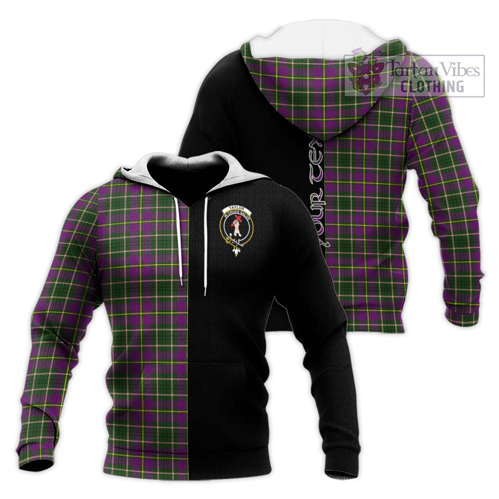 Taylor (Tailylour) Tartan Knitted Hoodie with Family Crest and Half Of Me Style Unisex Knitted Pullover Hoodie - Tartanvibesclothing Shop