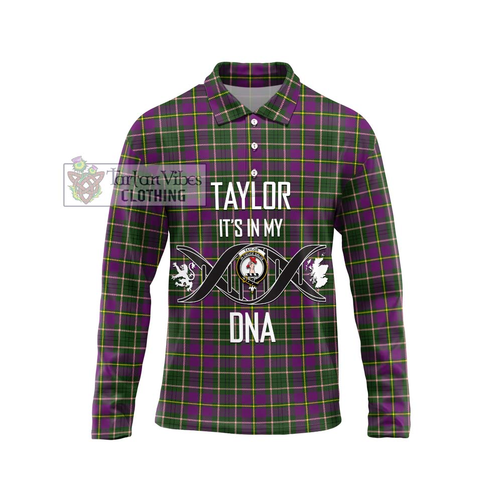 Taylor (Tailylour) Tartan Long Sleeve Polo Shirt with Family Crest DNA In Me Style Unisex - Tartanvibesclothing Shop