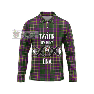 Taylor (Tailylour) Tartan Long Sleeve Polo Shirt with Family Crest DNA In Me Style