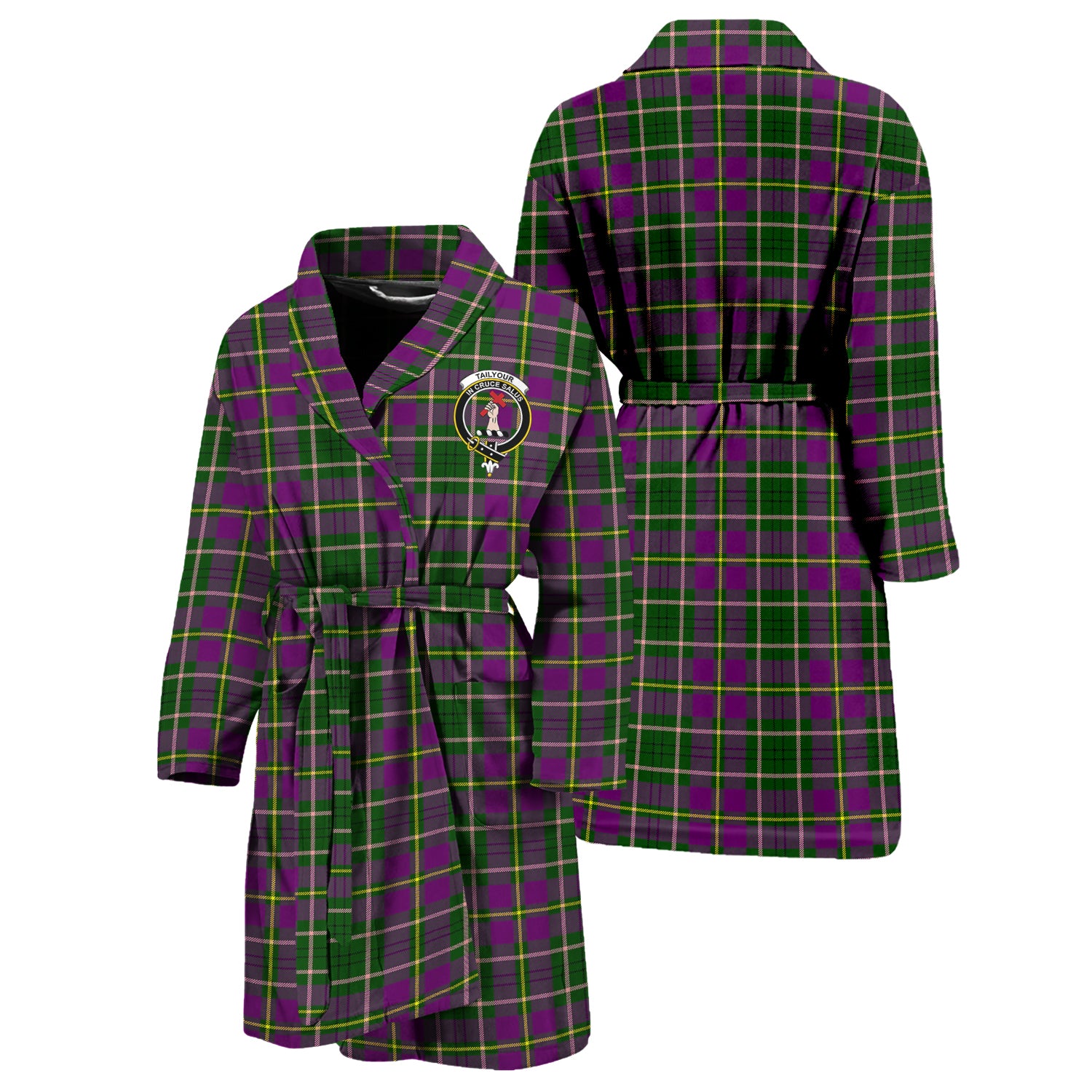 Taylor (Tailylour) Tartan Bathrobe with Family Crest Unisex S - Tartan Vibes Clothing