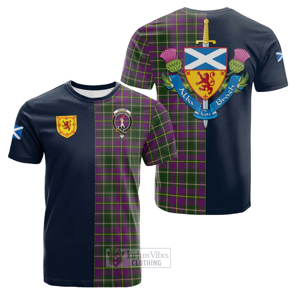 Tartan Vibes Clothing Taylor Tartan Cotton T-shirt with Scottish Lion Royal Arm Half Style