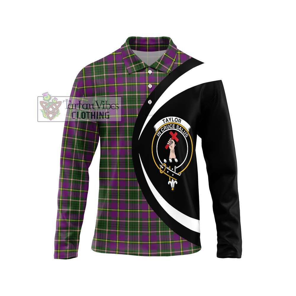 Taylor (Tailylour) Tartan Long Sleeve Polo Shirt with Family Crest Circle Style Unisex - Tartan Vibes Clothing