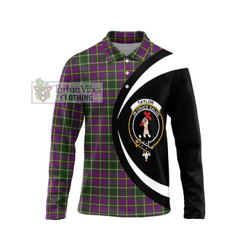 Taylor (Tailylour) Tartan Long Sleeve Polo Shirt with Family Crest Circle Style