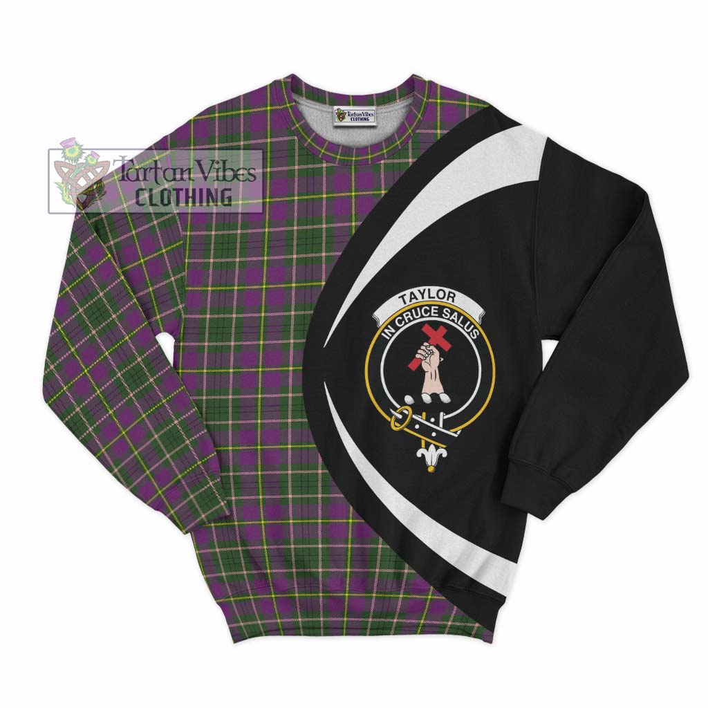 Taylor (Tailylour) Tartan Sweatshirt with Family Crest Circle Style Unisex - Tartan Vibes Clothing