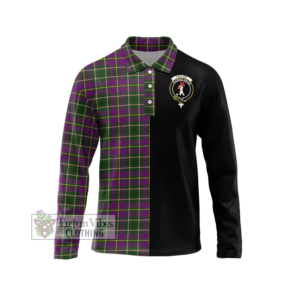 Taylor (Tailylour) Tartan Long Sleeve Polo Shirt with Family Crest and Half Of Me Style Unisex - Tartanvibesclothing Shop