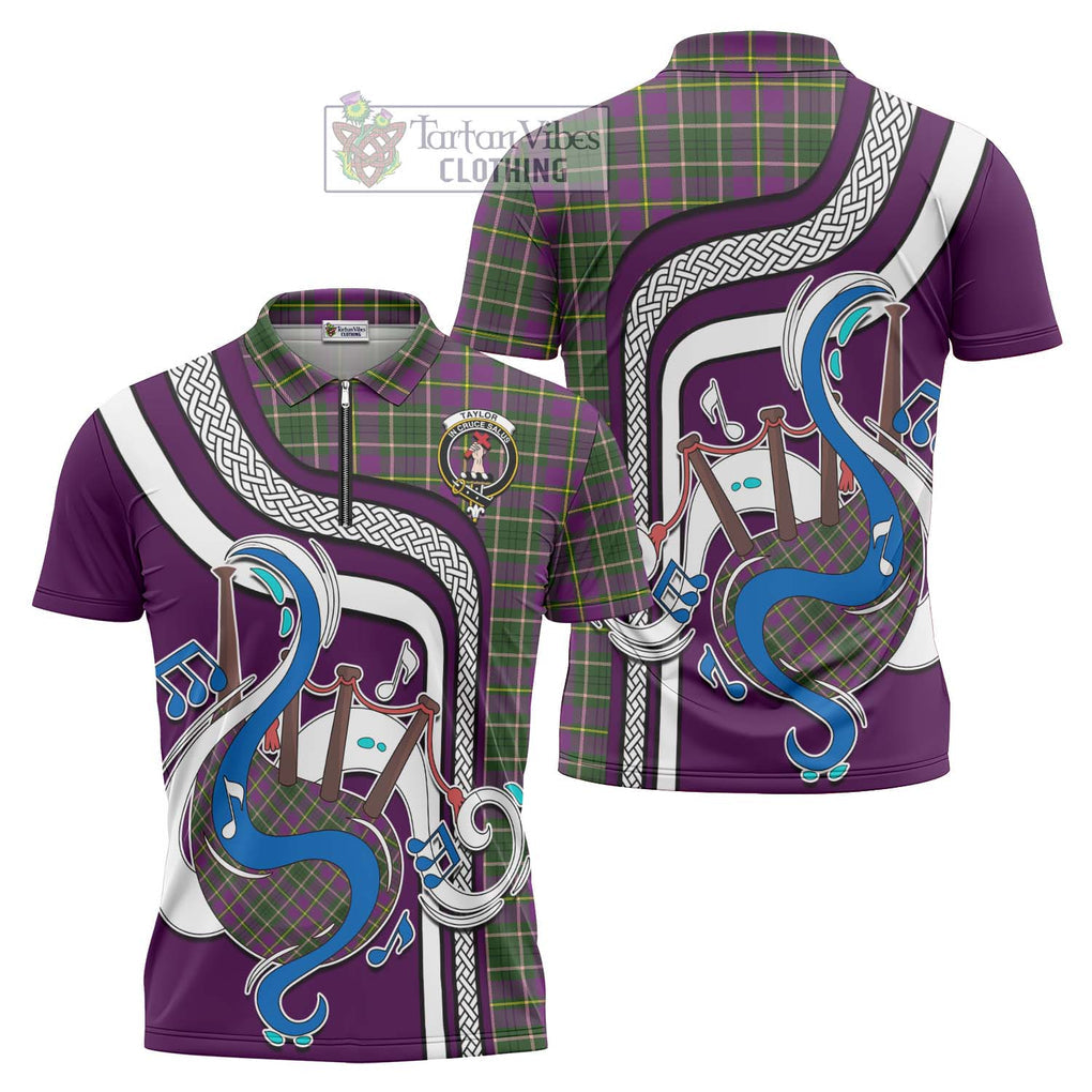 Taylor (Tailylour) Tartan Zipper Polo Shirt with Epic Bagpipe Style Unisex - Tartanvibesclothing Shop