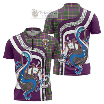 Taylor (Tailylour) Tartan Zipper Polo Shirt with Epic Bagpipe Style