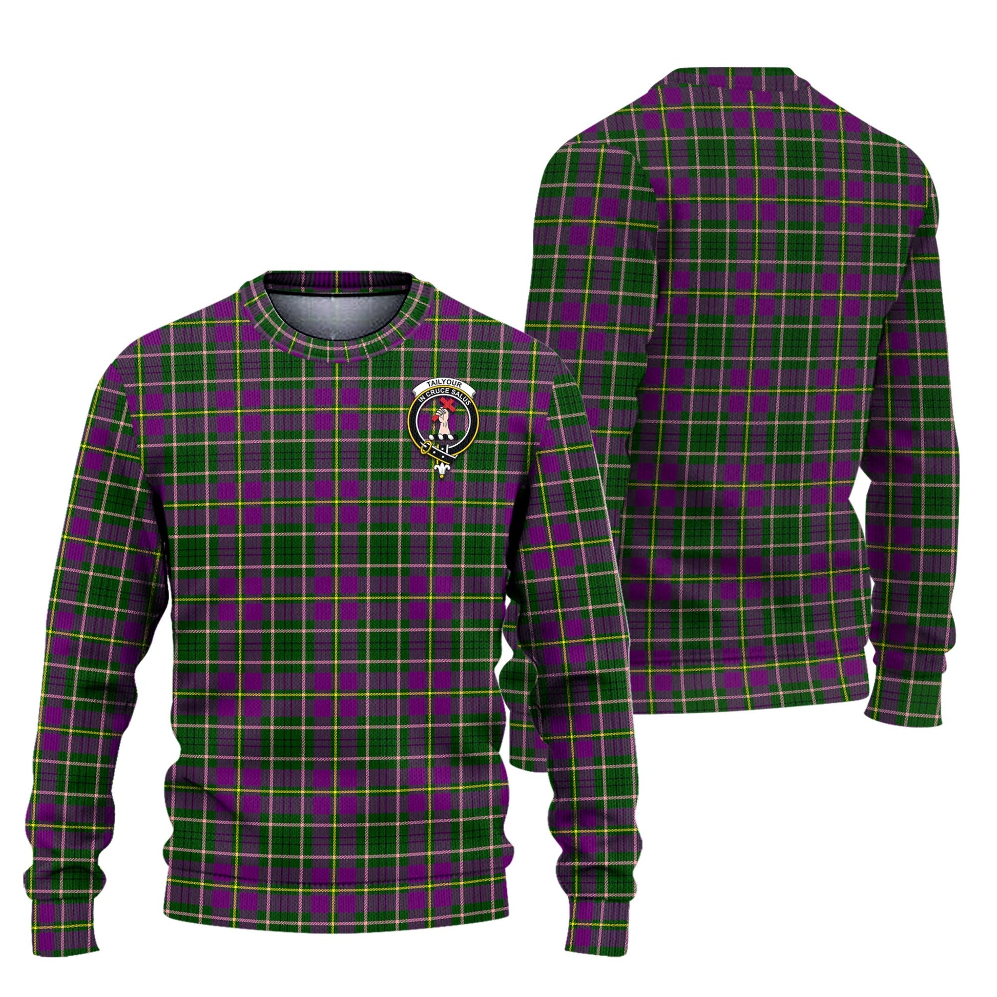 Taylor Tartan Knitted Sweater with Family Crest Unisex - Tartanvibesclothing