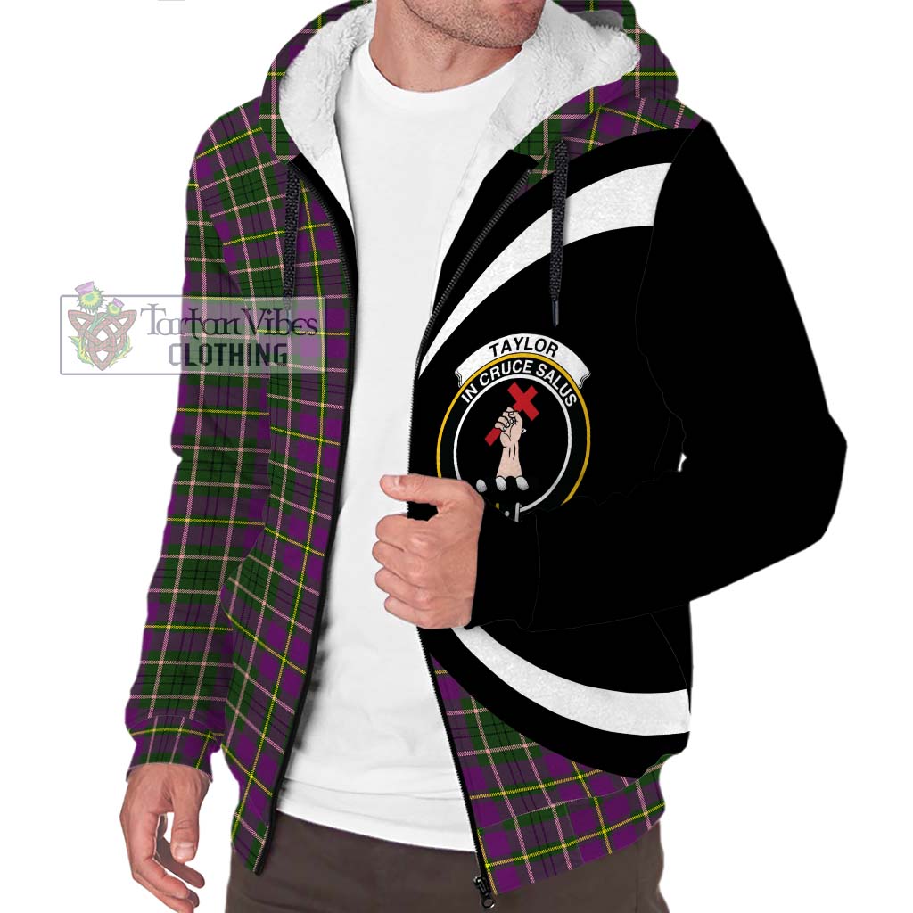 Taylor (Tailylour) Tartan Sherpa Hoodie with Family Crest Circle Style Unisex S - Tartan Vibes Clothing