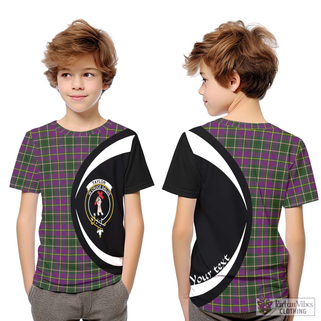 Taylor (Tailylour) Tartan Kid T-Shirt with Family Crest Circle Style Youth XL Size14 - Tartan Vibes Clothing