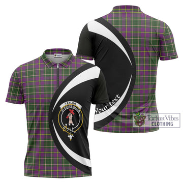 Taylor (Tailylour) Tartan Zipper Polo Shirt with Family Crest Circle Style