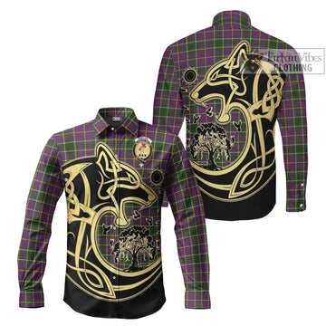 Taylor (Tailylour) Tartan Long Sleeve Button Shirt with Family Crest Celtic Wolf Style