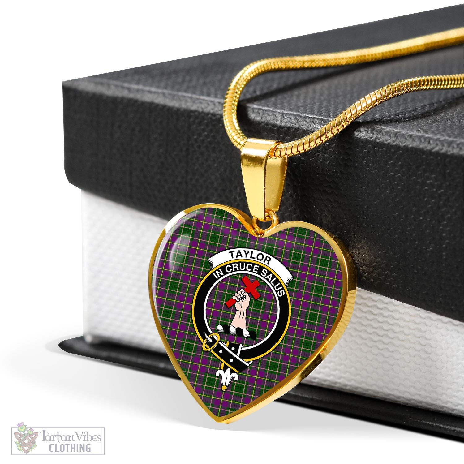 Tartan Vibes Clothing Taylor Tartan Heart Necklace with Family Crest