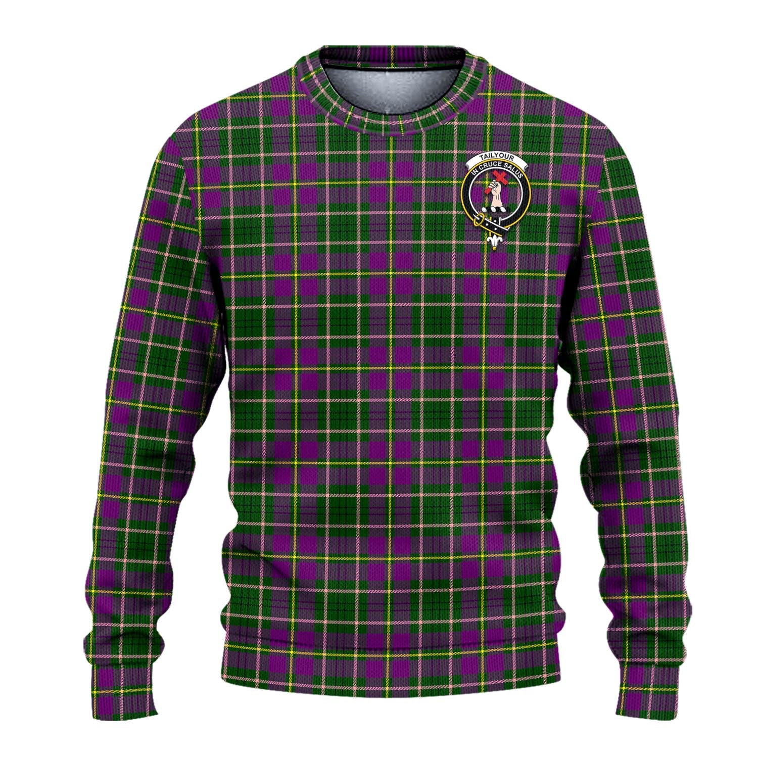 Taylor Tartan Knitted Sweater with Family Crest - Tartanvibesclothing