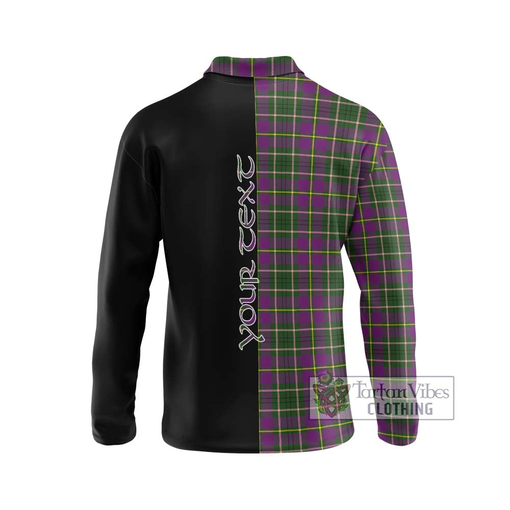 Taylor (Tailylour) Tartan Long Sleeve Polo Shirt with Family Crest and Half Of Me Style - Tartanvibesclothing Shop