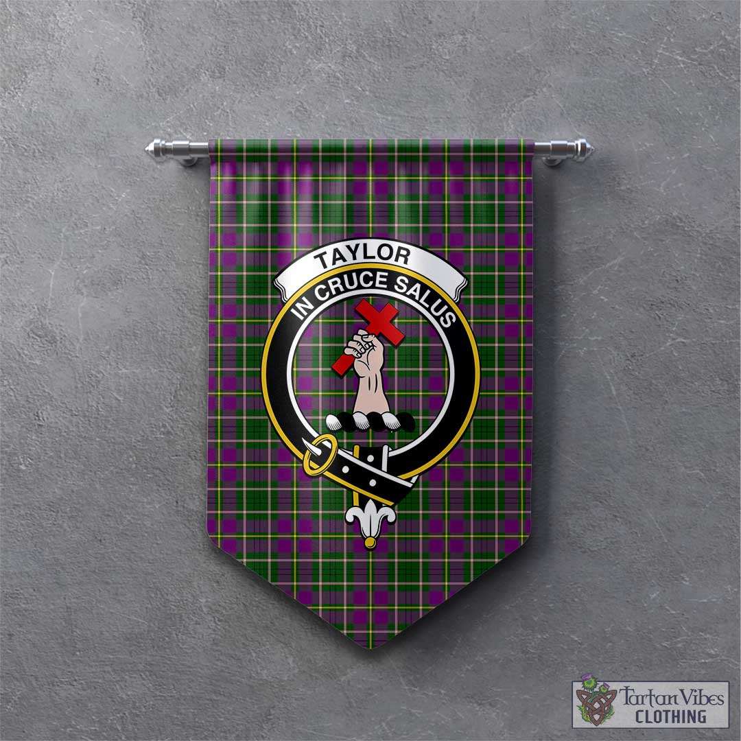 Tartan Vibes Clothing Taylor Tartan Gonfalon, Tartan Banner with Family Crest