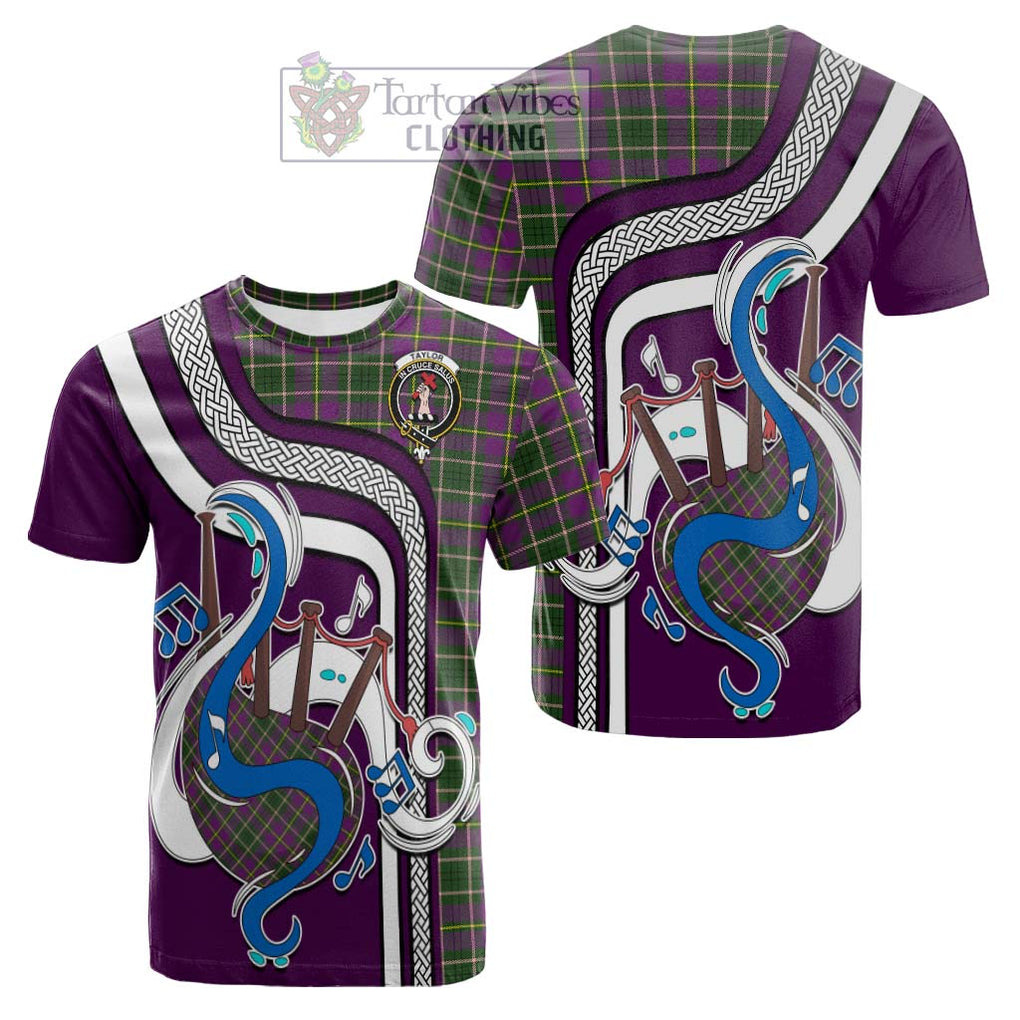 Tartan Vibes Clothing Taylor Tartan Cotton T-shirt with Epic Bagpipe Style