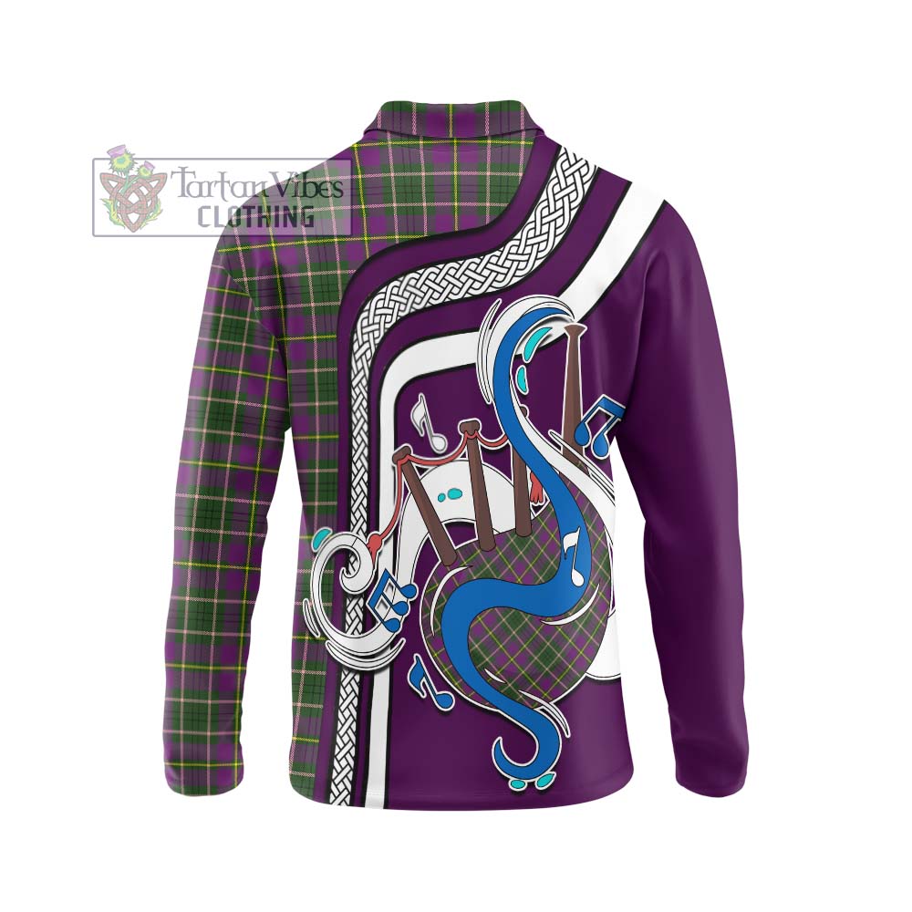 Tartan Vibes Clothing Taylor Tartan Long Sleeve Polo Shirt with Epic Bagpipe Style