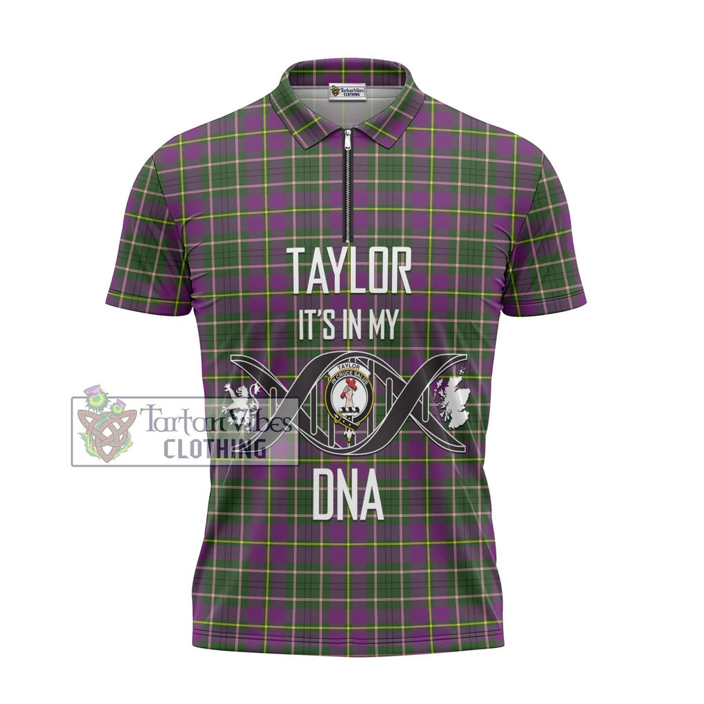 Taylor (Tailylour) Tartan Zipper Polo Shirt with Family Crest DNA In Me Style - Tartanvibesclothing Shop