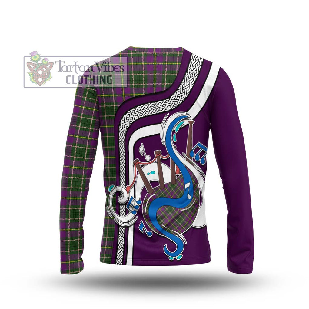 Tartan Vibes Clothing Taylor Tartan Long Sleeve T-Shirt with Epic Bagpipe Style