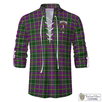 Taylor Tartan Men's Scottish Traditional Jacobite Ghillie Kilt Shirt with Family Crest