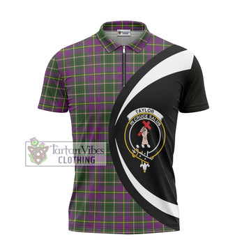 Taylor (Tailylour) Tartan Zipper Polo Shirt with Family Crest Circle Style