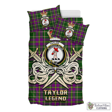 Taylor (Tailylour) Tartan Bedding Set with Clan Crest and the Golden Sword of Courageous Legacy