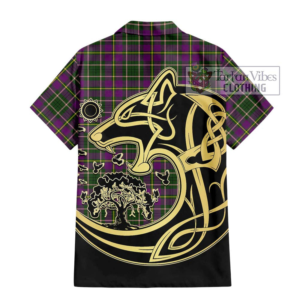 Taylor (Tailylour) Tartan Short Sleeve Button Shirt with Family Crest Celtic Wolf Style - Tartan Vibes Clothing